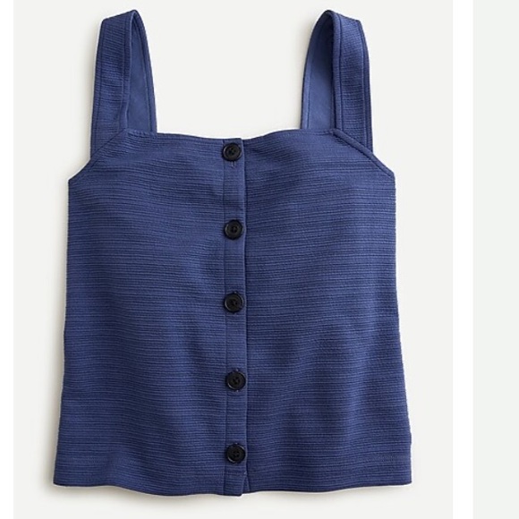 JCrew Textured button-front tank ocean blue sz M - Picture 1 of 2